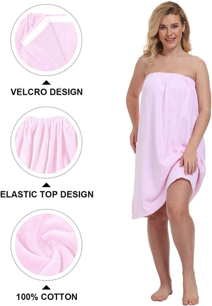 goodmansam Women's Cotton Shower Wrap Robes Spa Body Wrap Bathrobe Ultra Absorbent Cover up Towels