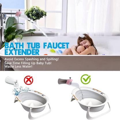 Bath Helper - Bath Tub Faucet Extender - Guides Water Directly from Faucet to Baby Bath Tub Without Excessive Water Waste and Splashing (Clear White)