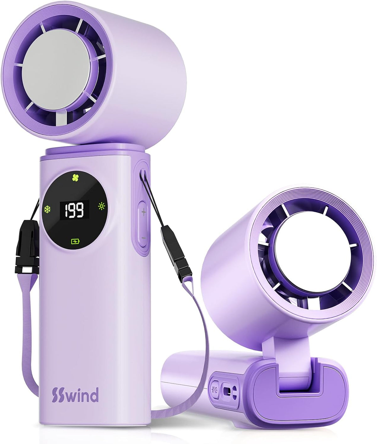 6000mAh Portable Handheld Fan with Ice Cooling, 199 Levels Stepless Speed, 20H Long Battery Life, 20000RPM Turbo Fan Rechargeable Personal Mini Fan for Travel, Outdoor, Makeup
