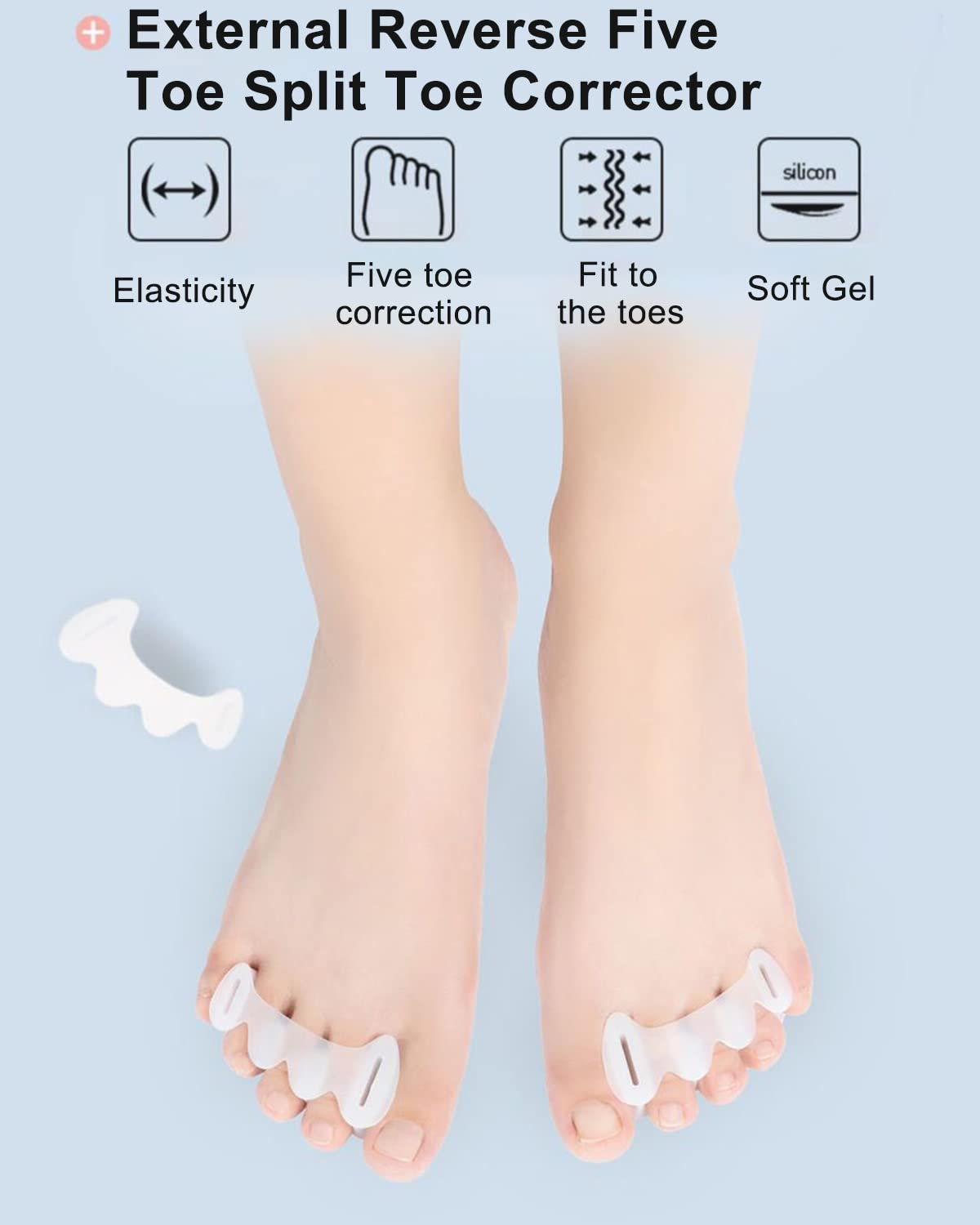 2Pairs Toe Separators Toe Spacers for Women Men to Correct Bunion, Relieve Feet Pain, Foot Alignment, Toe Straighteners for Hammertoes, Plantar Fasciitis (M, Women Shoe Size 9-12.5, Men: 7-11)