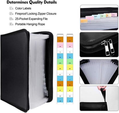 ENGPOW Expanding File Folder,Fireproof 13 Pockets Document Organizer Bag