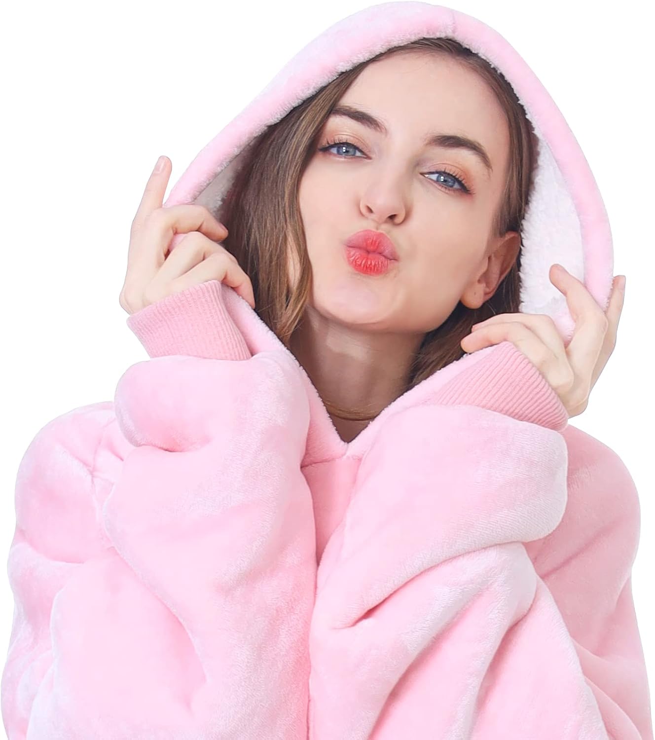 Kipswiza Wearable Blanket Hoodie Gifts for Women and Men, Oversized Cozy Warm Flannel Sherpa Hooded Blankets Sweatshirt with Giant Pockets for Adult and Teens, Dark Gray