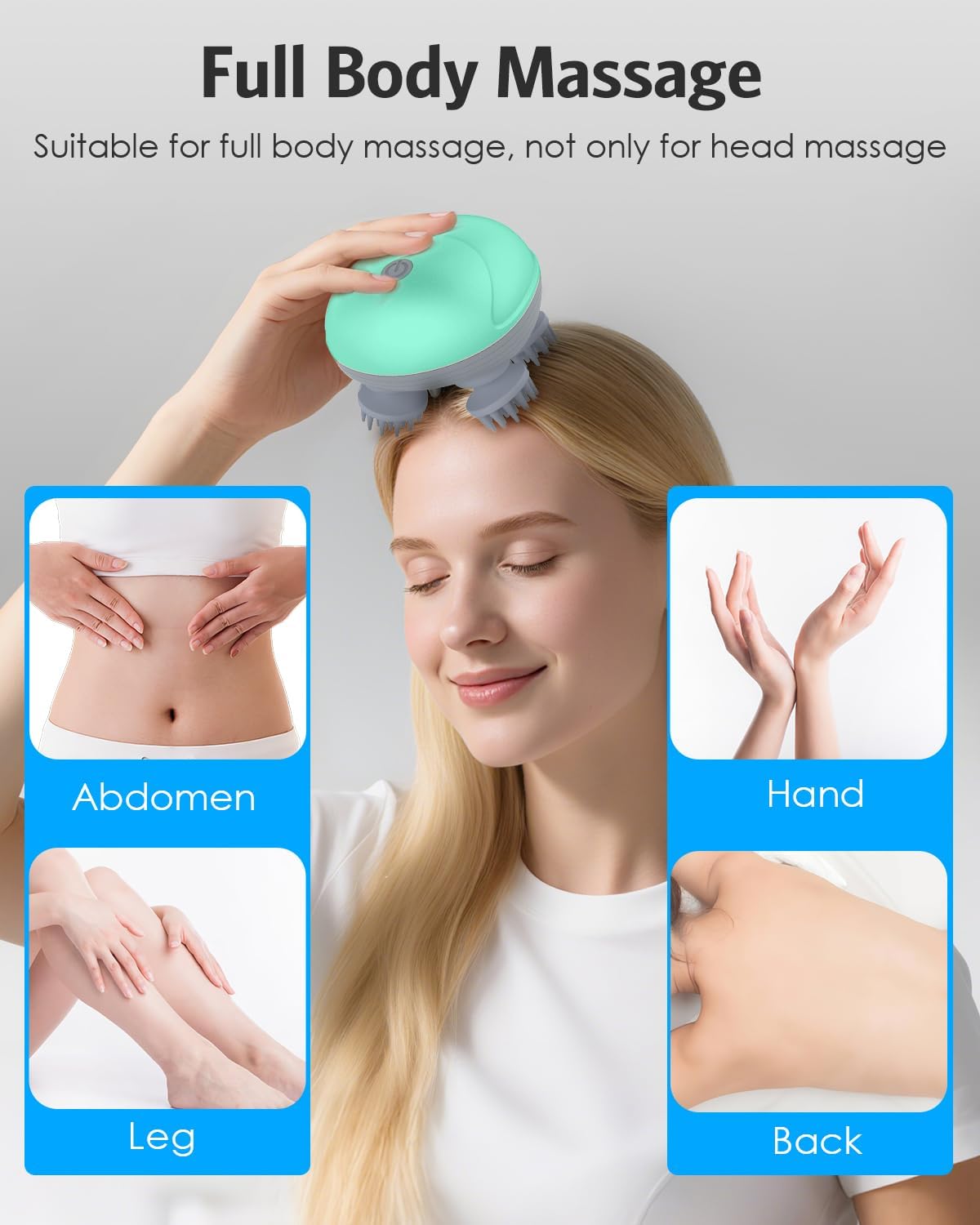 AMIR Upgraded Electric Scalp Massager, Portable Head Massager with Kneading 96 Massage Nodes, Handheld Head Scratcher Massager for Stress Relax and Pain Relief, Ideal Valentine‘s Day Gift for Her/Him