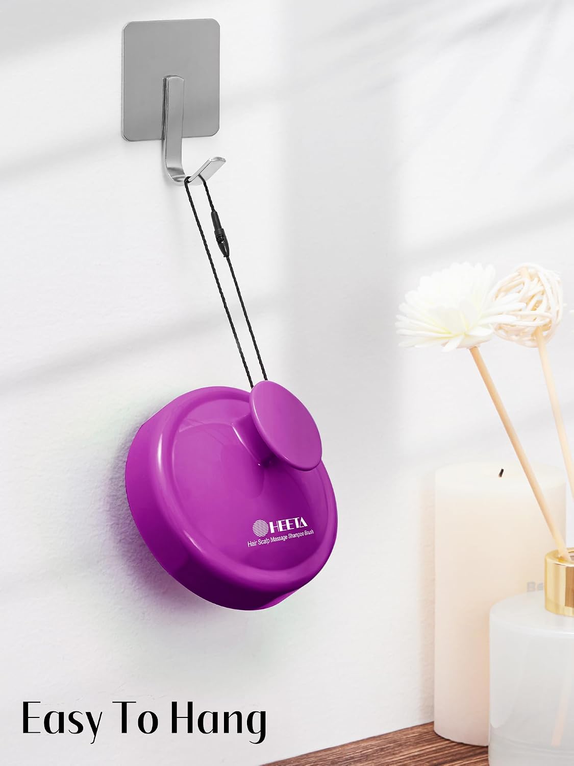 HEETA Hair Scalp Massager for Hair Growth, Shampoo Brush, Scalp Scrubber Exfoliator with Soft Silicone Bristles for Dandruff Removal to Relieve Stress, Wet Dry Use Updated Material, Beige