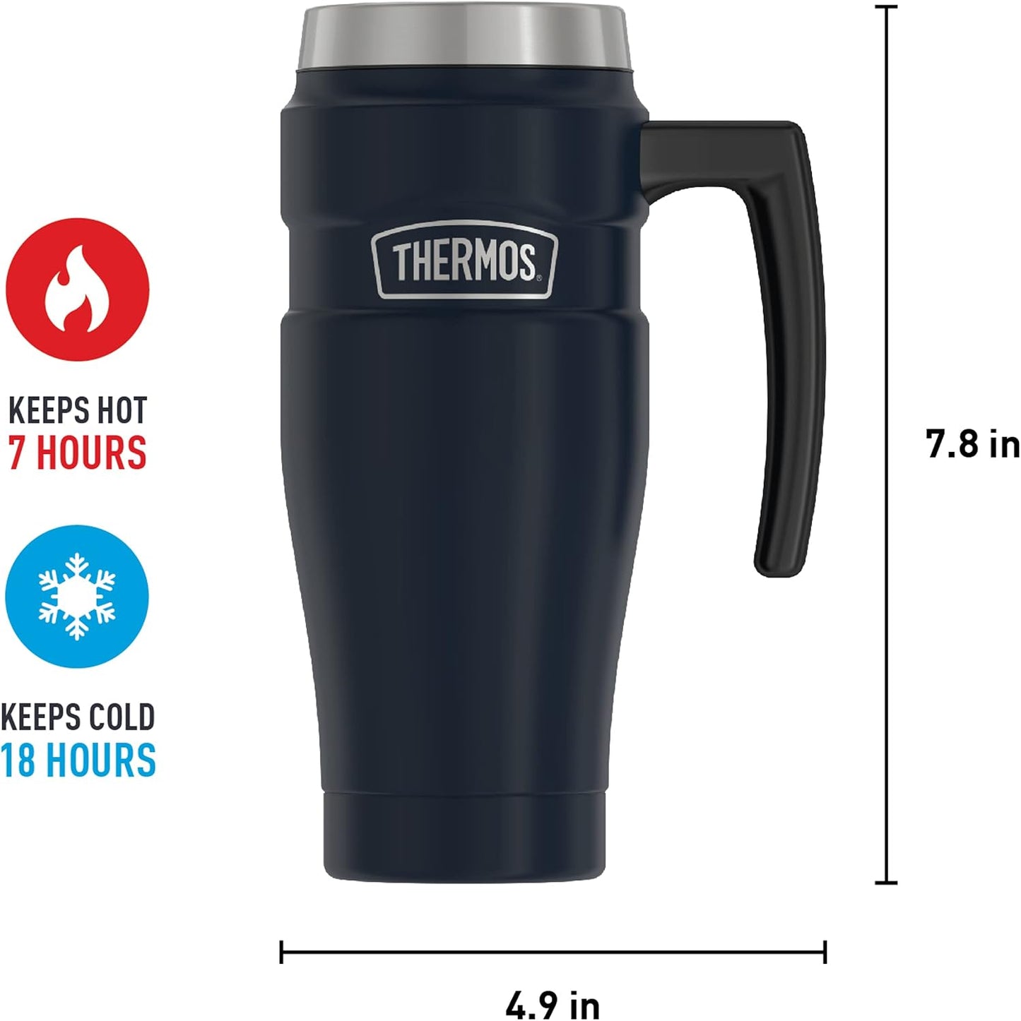 THERMOS Stainless King Vacuum-Insulated Travel Tumbler, 16 Ounce, Matte Steel