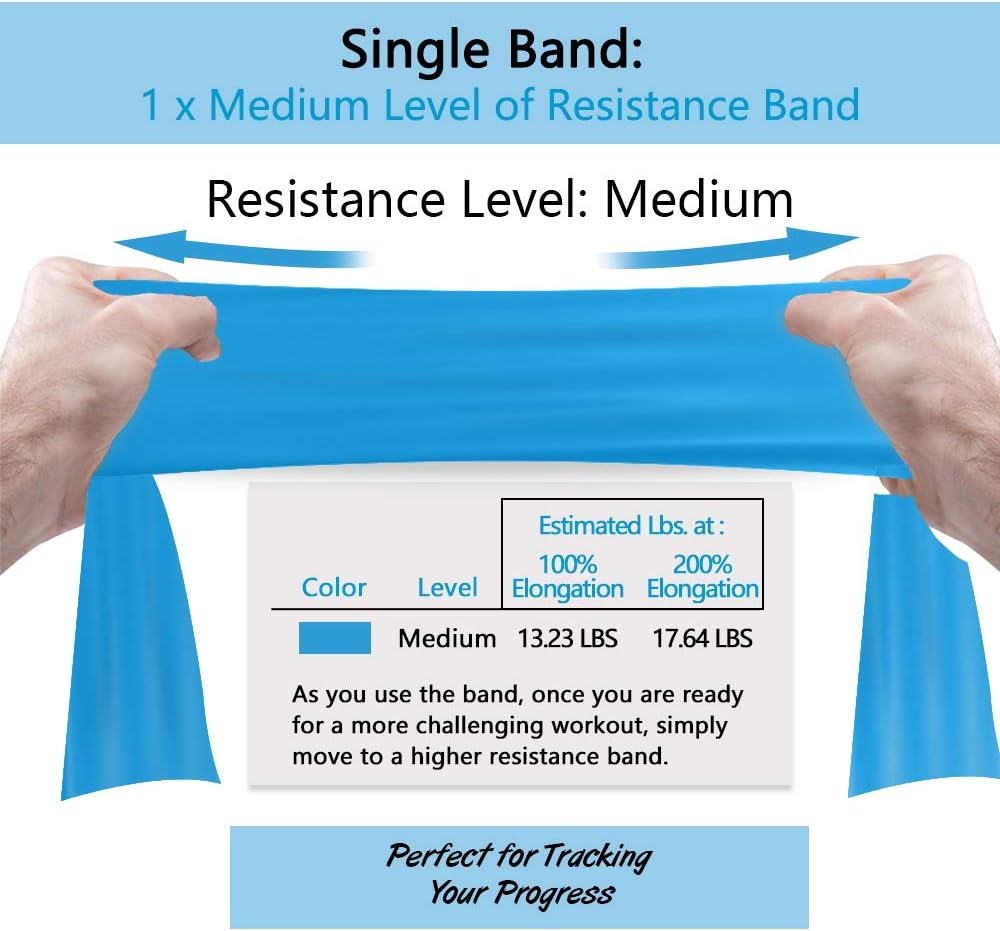 A AZURELIFE Professional Individual Exercise Resistance Bands, Single 5, 6,7 Ft or 8 Yards Elastic Bands, Non-Latex Stretch Bands for PT, Yoga, Pilates, Rehab, at-Home or The Gym Workouts