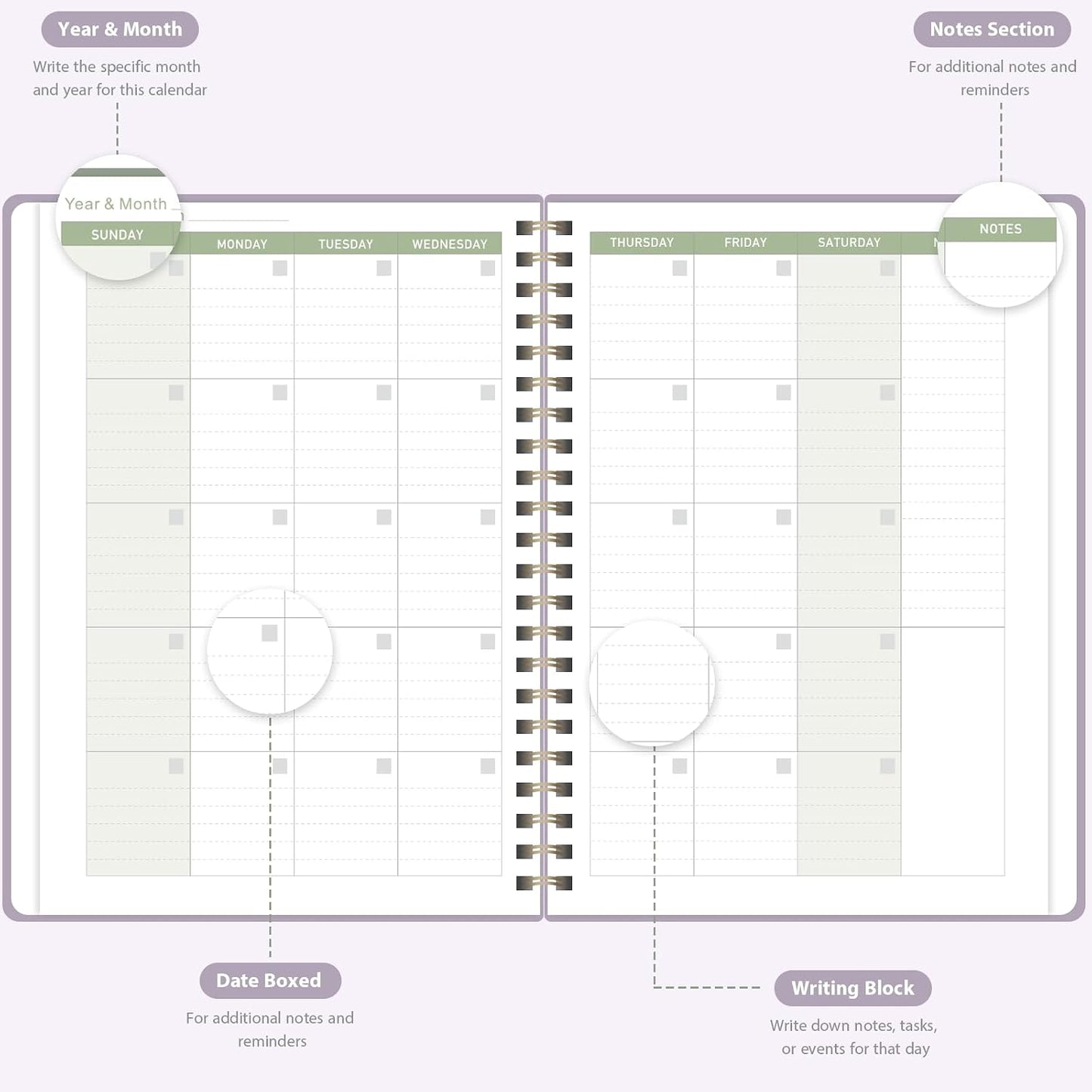 Undated Weekly Planner, Weekly To Do List Notebook, A5 Daily Planner | Office School Supplies, Spiral Binding, Inner Pocket, Goal, Organizer, Habit Tracker