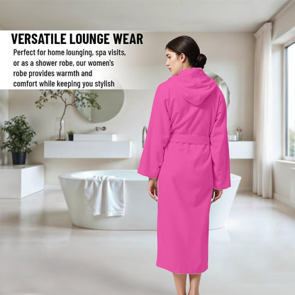 KAHAF COLLECTION Women Hooded 100% Cotton Terry Bathrobe, Soft Absorbent Quick Dry Robe for Spa, Shower & Home Wear