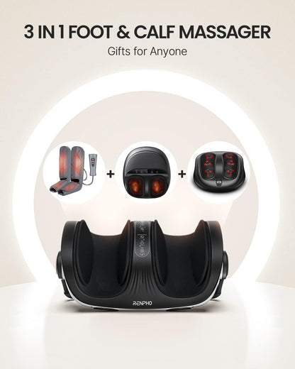 RENPHO 4-in-1 Shiatsu Foot Massager with Heat, Deep Kneading Massage for Plantar Fasciitis Relief, Foot and Calf Massager, FSA Eligible Items Only List, Birthday Day Gifts for Women Wife Men, Size 14