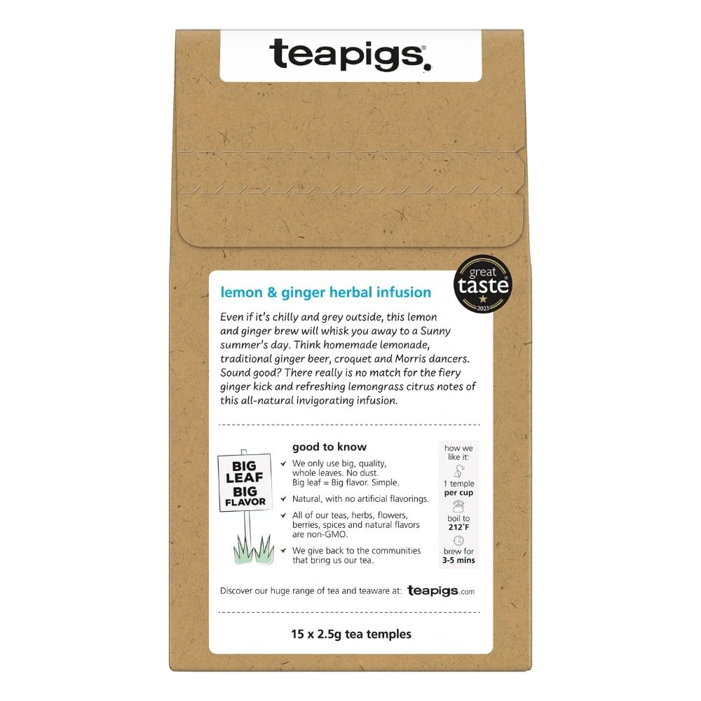 Teapigs, Tea Lemon And Ginger, 15 Count