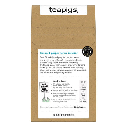 Teapigs, Tea Lemon And Ginger, 15 Count