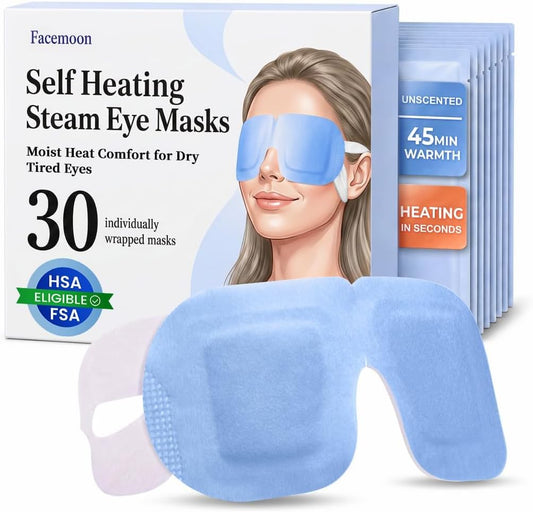 30 Pack Self-Heating Steam Eye Masks for Dry Eyes: Moist Heat Warm Compress