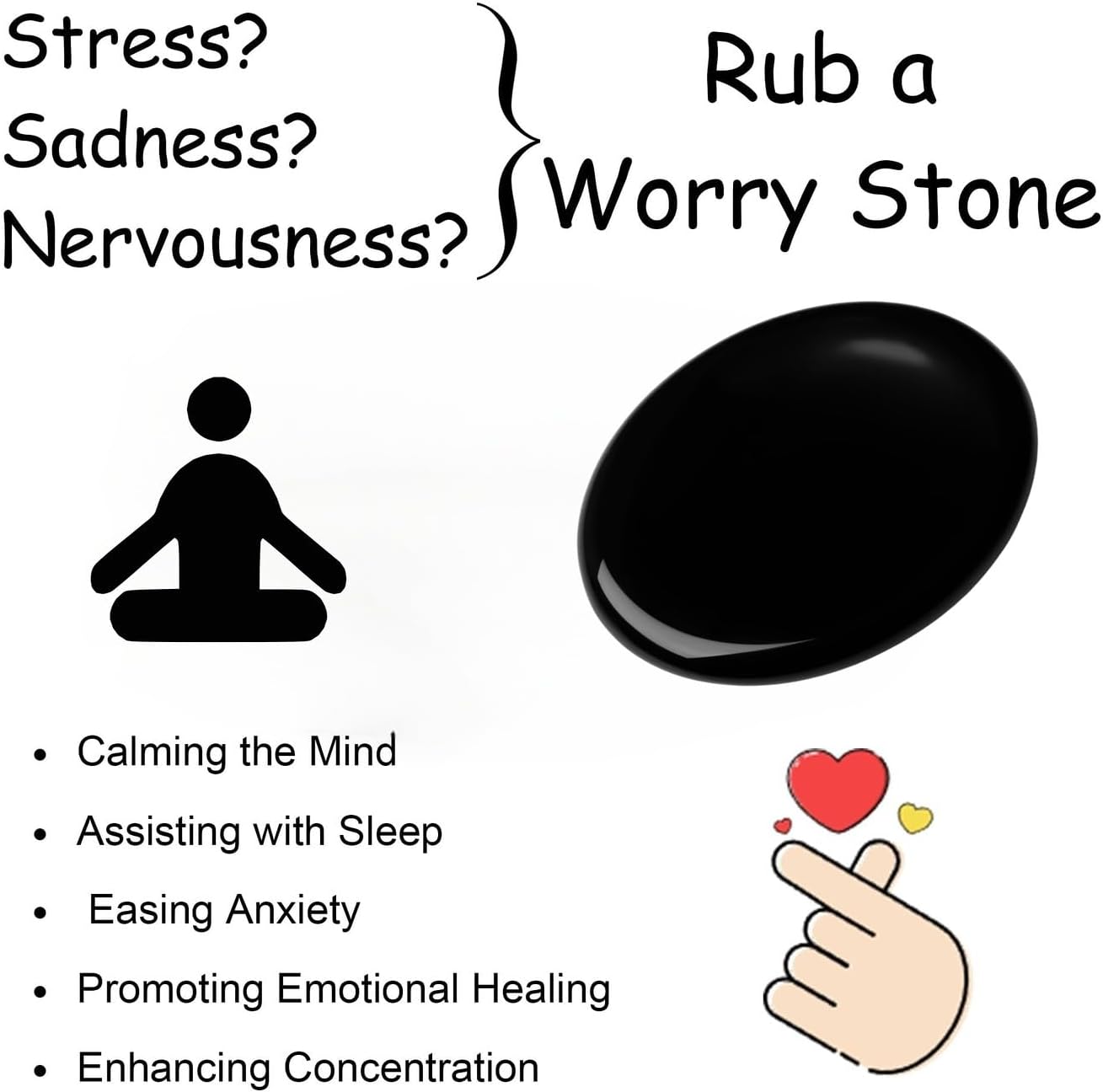 Worry Stone Crystals and Healing Stones Anxiety Fidgets Natural Meditation Accessories 7 Chakra Thumb Sensory Mental Health Depression Stress Anxiety Relief Items Mother's Day Gifts for Women
