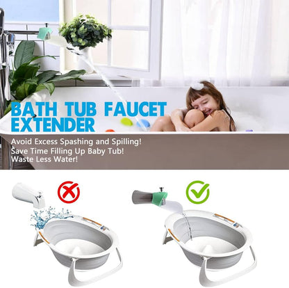 Bath Helper - Bath Tub Faucet Extender - Guides Water Directly from Faucet to Baby Bath Tub Without Excessive Water Waste and Splashing (Clear White)