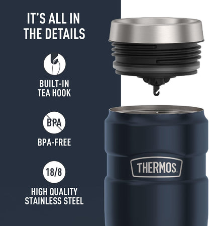 THERMOS Stainless King Vacuum-Insulated Travel Tumbler, 16 Ounce, Matte Steel