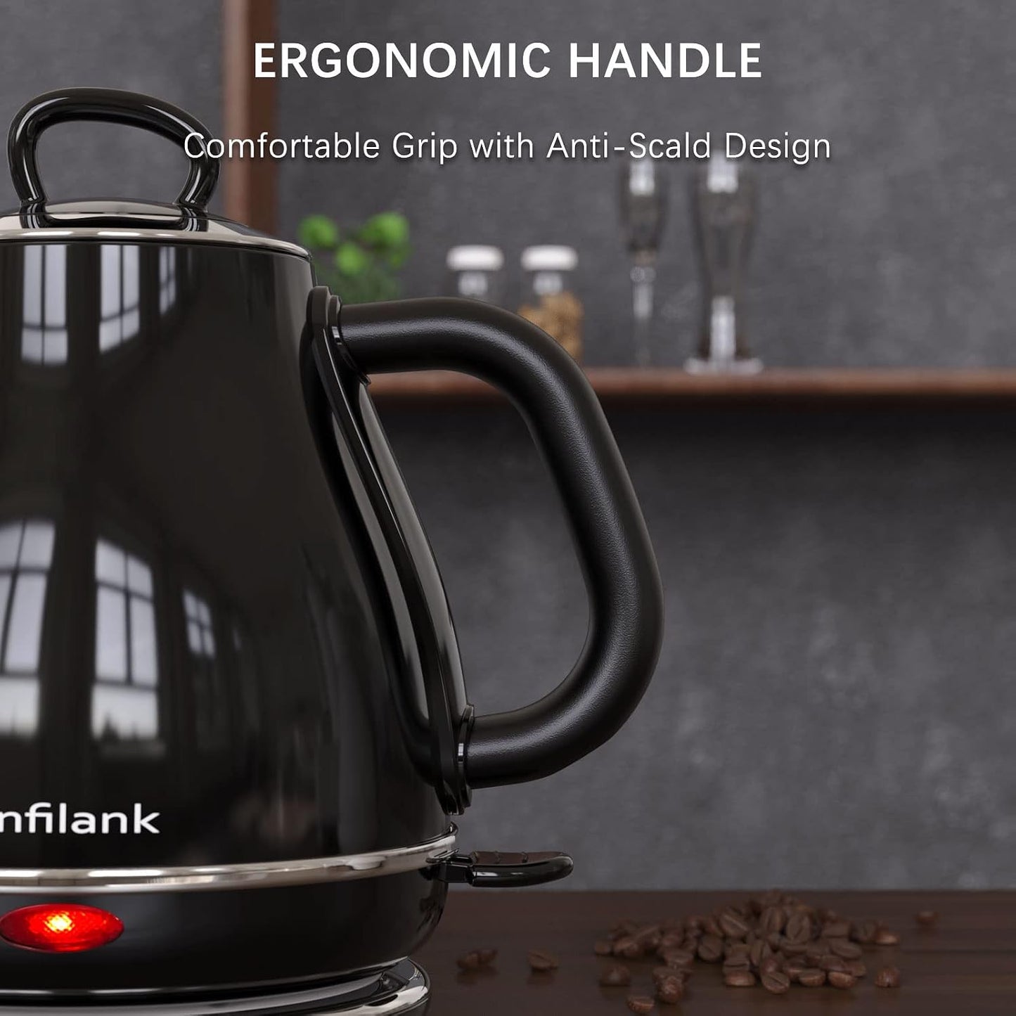 Anfilank Electric Gooseneck Kettle, 1L 1500WFast Boil, 100% Stainless Steel BPA Free Pour-Over Coffee & Tea Kettle,Water Boiler with Auto Shut & Boil-Dry Protectio,Green