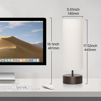 Touch Table Lamp, 3-Way Dimmable Modern Minimalist Accent Bedside Lamp with Cylinder Fabric Shade, Night Light Nightstand Desk Lamp for Bedroom Living Room Kitchen, 9W LED Bulb Included