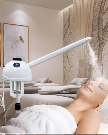 Professional Facial Steamer 3 in 1 Steamer for Face with Hot & Cold Nozzle 5X LED Magnifying Lamp Facial Steamer for Esthetician Beauty Face Equipment Use at Home or Salon