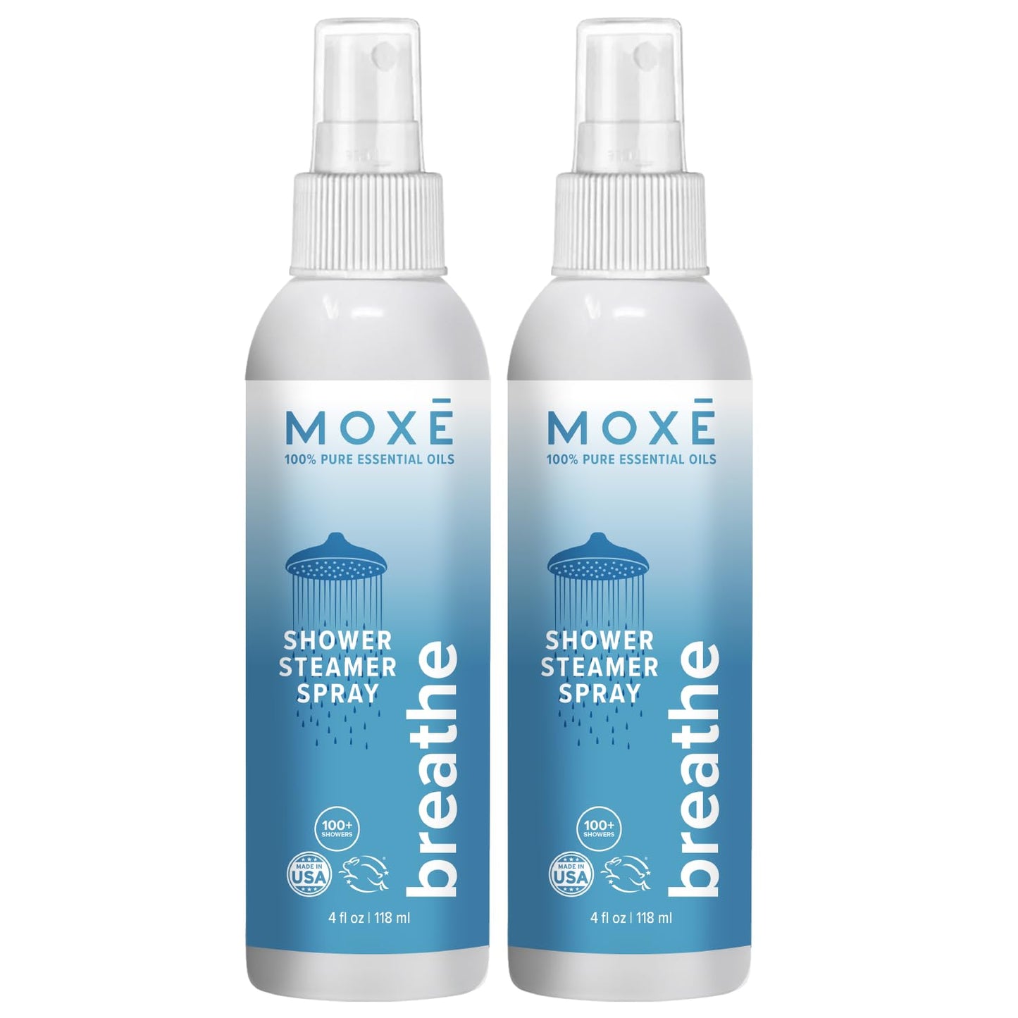 MOXĒ Eucalyptus Oil Shower Mist, Spa Steam Spray, Certified Natural 100% Essential Oils, Made in USA, Aromatherapy, Sinus Congestion Relief, Tension Relief, 4 Ounces
