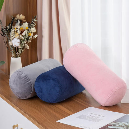 1 MIDDLE ONE Round Cylinder Bolster Pillow with Removable Velvet Cover, Tube Roll Cervical Pillow for Head, Neck, Back and Legs Support, 13"x 6", Blue