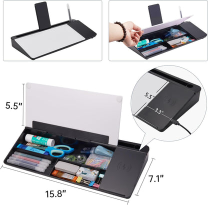 TSJ OFFICE Whiteboard Weekly Dry-Erase-Board - Desktop White Board Calendar Desk Organizers with Accessories Computer Keyboard Stand with Drawer, for Office, Home, School Supplies - White Calendar