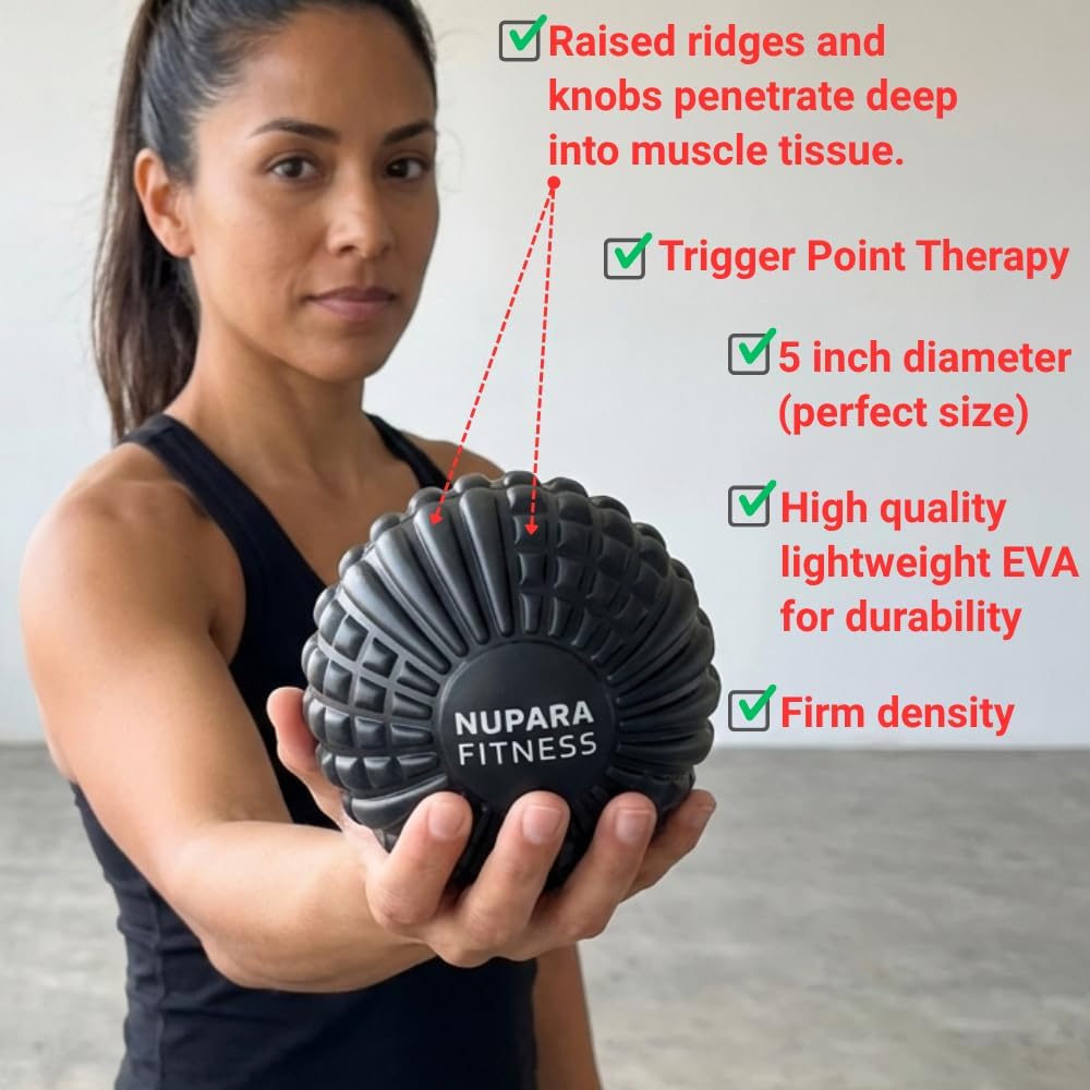 Massage Ball - Myofascial Release Ball for Recovery in Muscles, Shoulder, and Back. Trigger Point Massage and Pressure Point Therapy. (5-inch)