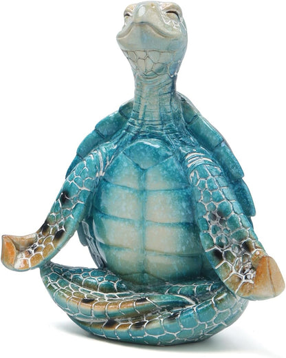 Hodao 2PCS Sea Turtle Meditation Yoga Figurines, Coastal Beach Decor