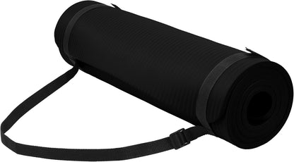 Fitvids Yoga Mat, 1/2-Inch Extra Thick High Density Exercise Mat, Anti-Tear Exercise Yoga Mat with Carrying Strap, Suitable for Various Yoga Exercises