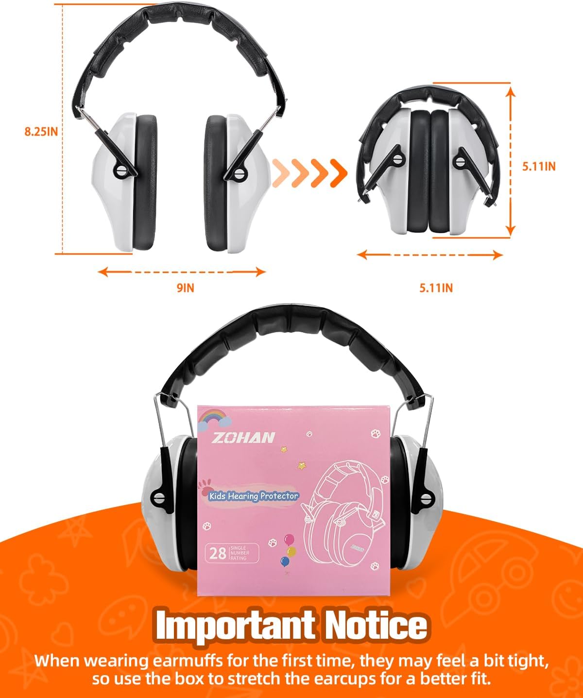 ZOHAN 032 Kids Noise Canceling Headphones - 25dB NRR Kids Ear Protection Earmuffs for School, Monster Jam, Fireworks, Travel, Air Show, Concert, Autism - Pink