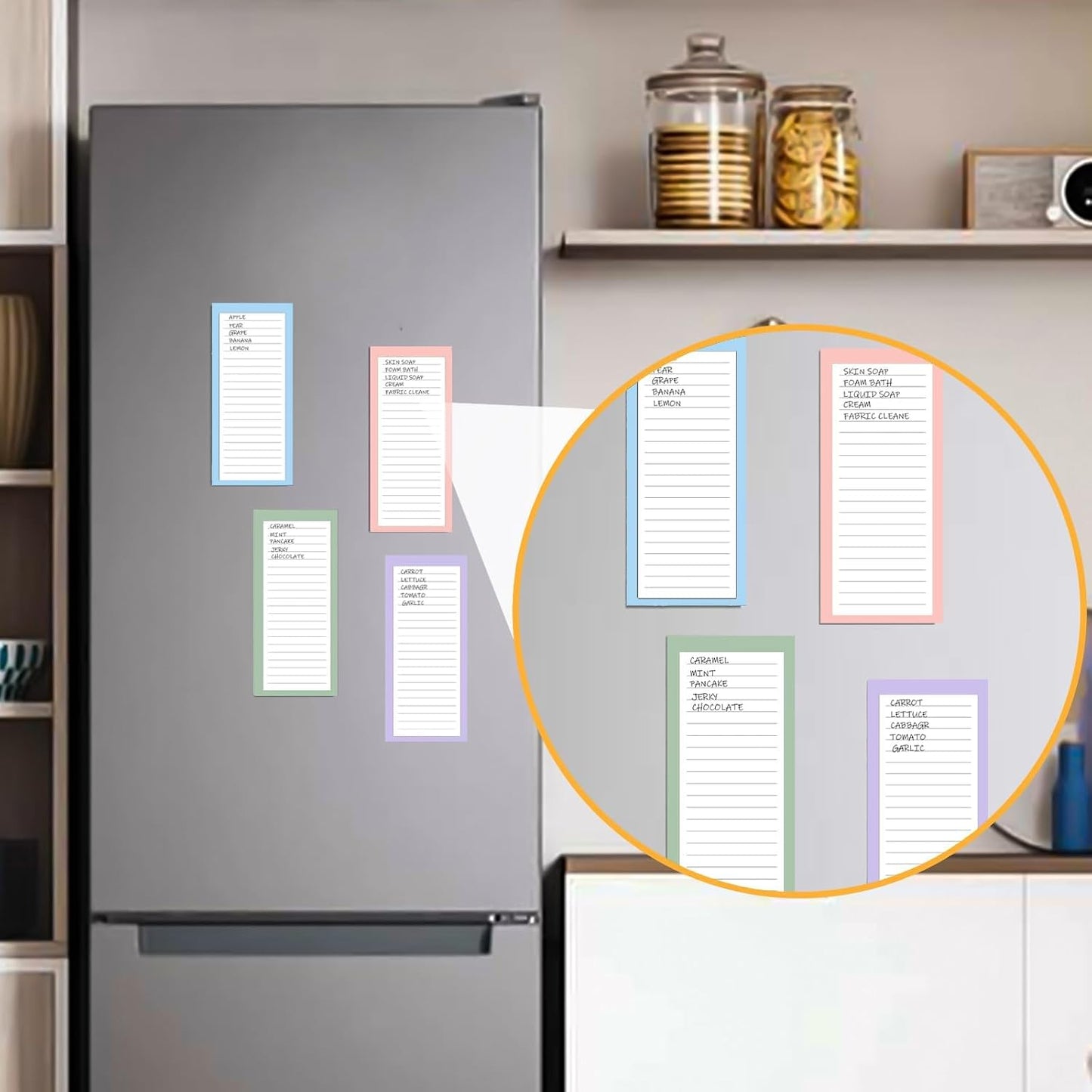 6 Pack Magnetic Notepads, Notepads Grocery List Magnet Pad for Fridge,Full Magnet Back Design Notepad for Grocery Lists, Shopping Lists, to-Do Lists(240 Sheets)