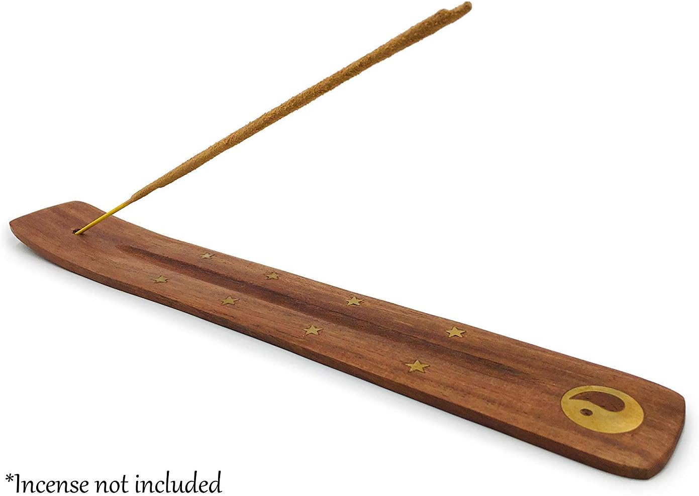 Bless-International Traditional-Handmade-Burner Wooden-Incense-Stick-Holder Ash-Catcher-Stand for-Aromatherapy-Meditation-Yoga (Incense Holder 10 inch(2 pcs))