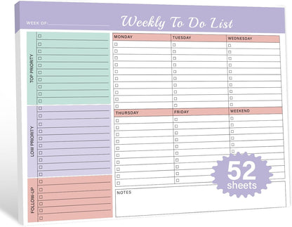 Weekly To Do List Notepad with 52 Undated Sheets（8.5"×11"）- Weekly Desk Planner Pad with Spiral Binding for Women & Man, Office, School and Home Personal Organizer