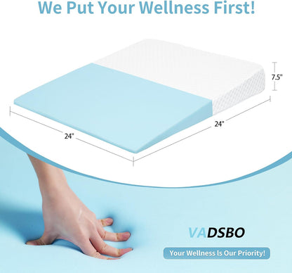 VADSBO Wedge Pillow, Bed Wedge Pillows for Sleeping, Snoring, Back Support, After Surgery, Foam Triangle Pillow, Removable Washable Cover (Gray, 5in)