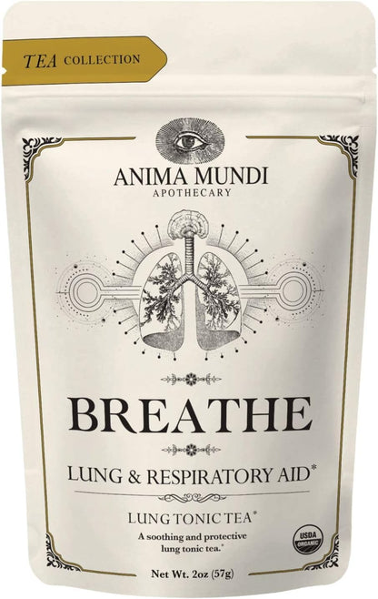Anima Mundi Apothecary Breathe Lung Tonic Tea - Herbal Tea Blend with Astragalus, Reishi, Nettles and Ginger - Organic Loose Leaf Blend (2oz / 57g)