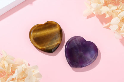 YATOJUZI Thumb Worry Stones for Anxiety Stress Relief Items Healing Crystals Natural Amethyst Rose Quartz Crystal Palm Pocket Stone Gemstones Meditation Reiki Spiritual Gifts for Women Men 2PCS
