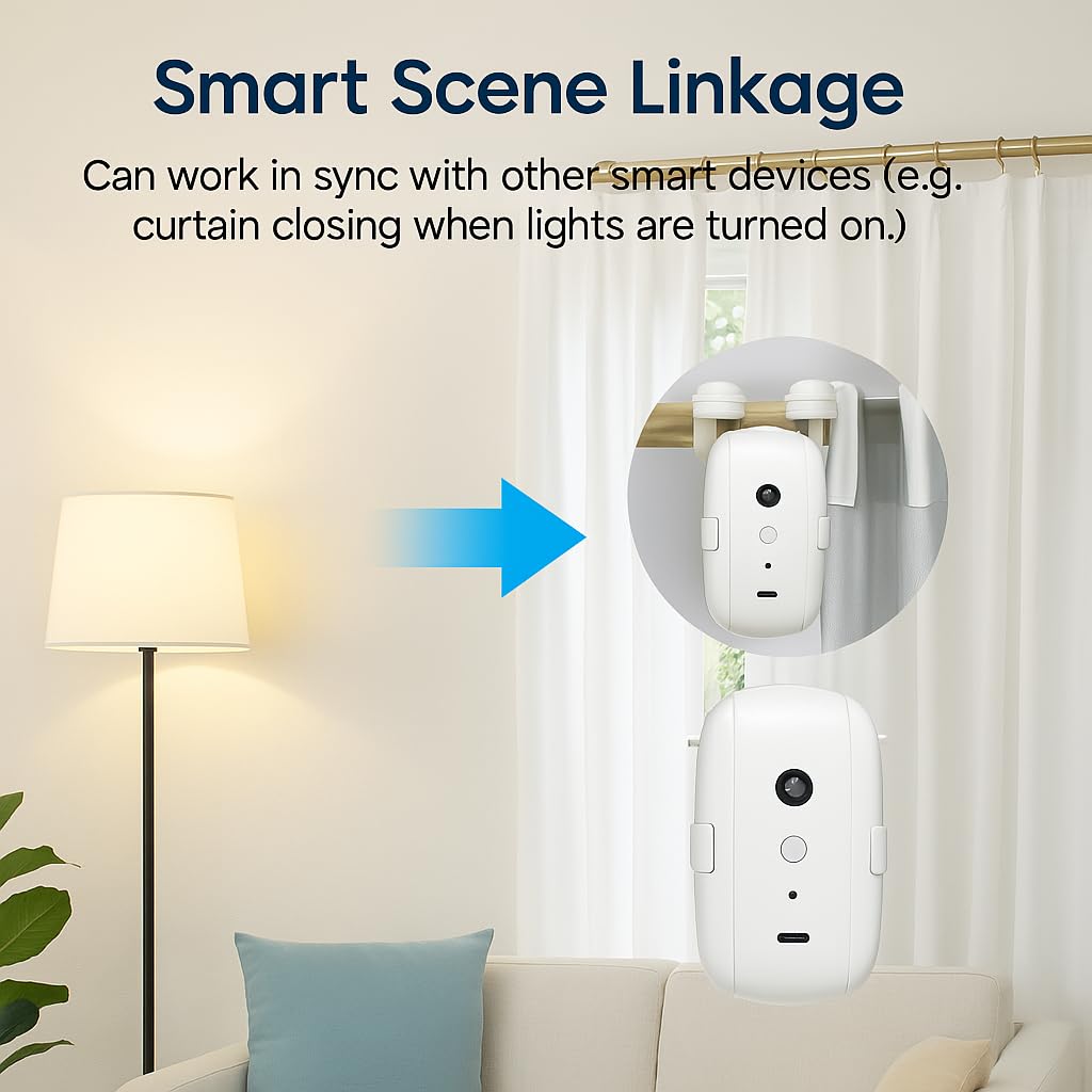 Smart WiFi Curtain Opener Robot - Tuya App Control, Automatic Electric Motor, Voice Control Compatible with Alexa & Google Home, Easy Retrofit Curtains for Home & Office