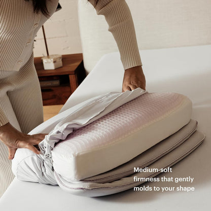 Purple DreamLayer Pillow - Standard Size - Cooling Memory Foam Alternative Neck Pillow, Soft Contour-Hugging GelFlex Grid and MicroAir Foam, Adjustable Loft, Pressure-Relieving Support