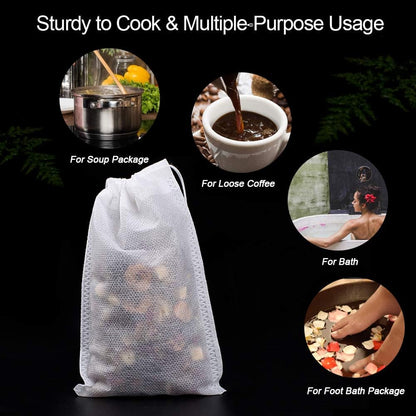 300Pcs Disposable Tea Bags for Loose Leaf Tea, Empty Tea Bags for Loose Tea, 100% Natural Wood Pulp Paper Material, Unbleached Tea Filter Bags with Drawstring