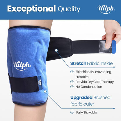 360° Full Coverage Knee Ice Pack Wrap for Post-Surgery Recovery - Bendable & Adjustable Hot Cold Therapy for Pain Relief, Swelling, Arthritis - Easy to Wear, Reusable Gel Pack for Men & Women, Black
