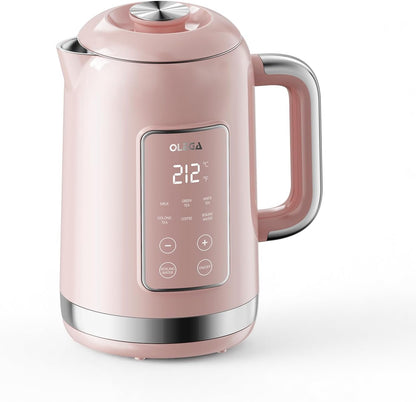 Electric Kettle Temperature Control: OLEGA 1.5L Stainless Steel Smart Kettle Hot Water Boiler, 6 Temp Presets, 1200W Fast Boiling Electric Tea & Coffee Kettle, Electric Kettles Teapot for Home -Green
