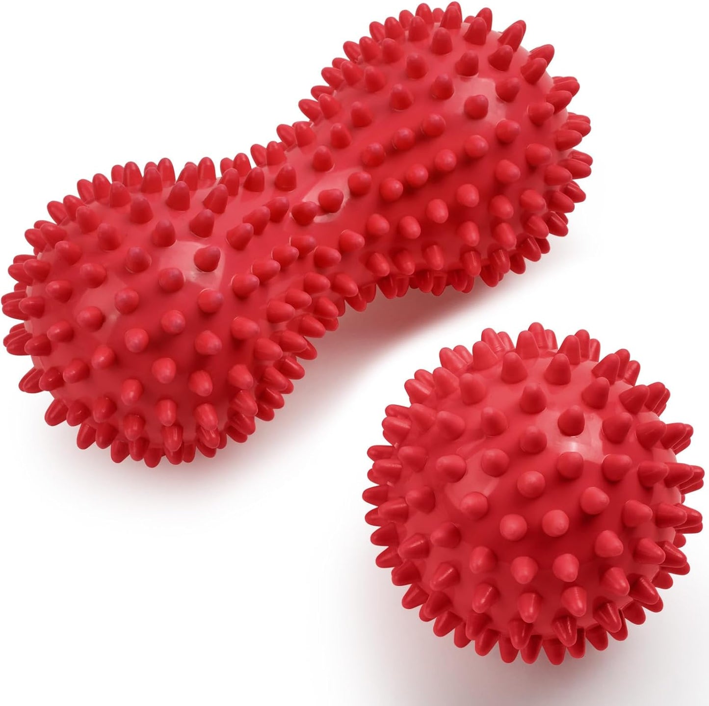 URAQT Spiky Massage Ball Set, 2 Pack Physical Therapy Massage Balls, Hard Lacrosse Ball & Spiky Massage Ball for Myofascial Release and Trigger Point Deep Tissue Massage (Blue)