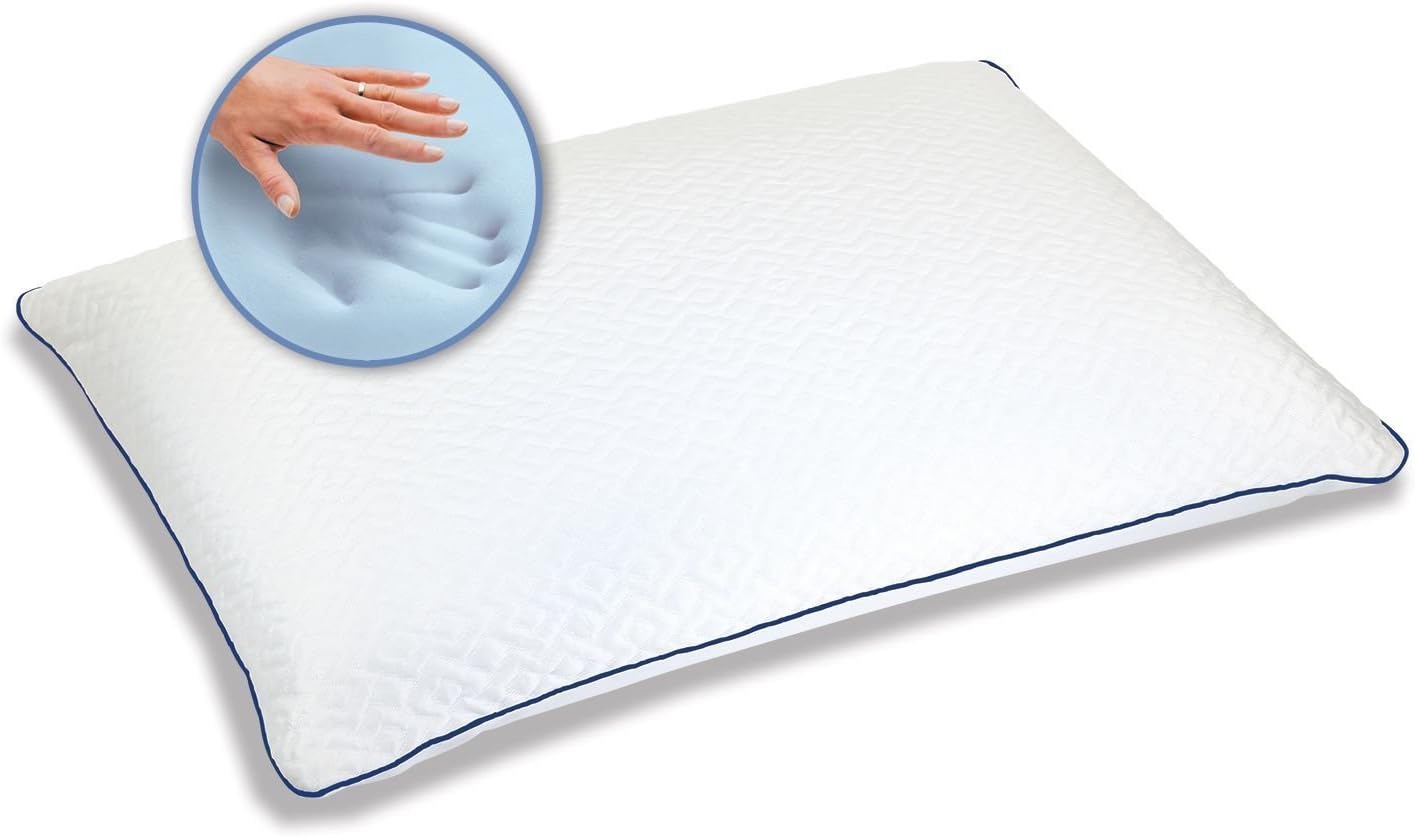 Sleep Innovations Forever Cool Gel Memory Foam Pillow, Standard (Pack of 2), White 2 Count