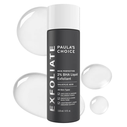 Paula's Choice SKIN PERFECTING 2% BHA Liquid Exfoliant with Salicylic Acid, Facial Polish for Pores, Wrinkles & Fine Lines, Suitable for Blackhead-Prone Skin, Fragrance-Free
