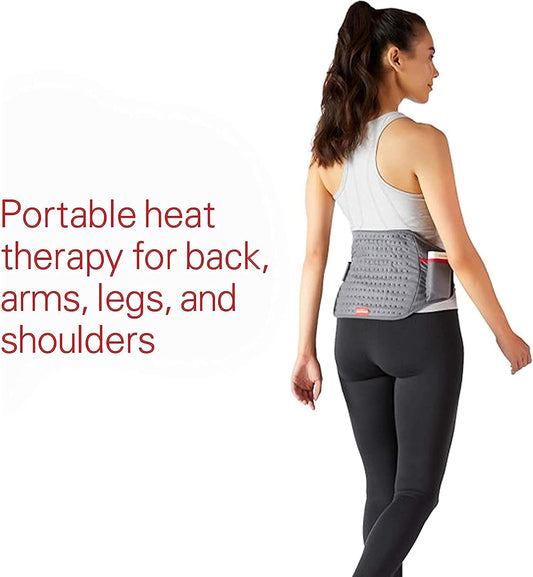 Sunbeam Cordless Rechargeable Heating Pad, Portable 9.5" x 12", Machine-Washable, Pain Relief for Back, Shoulder, Neck, and Period Cramp Pain Relief