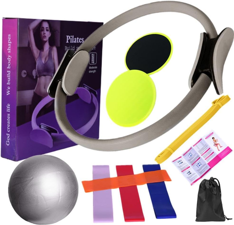 Karlak Pilates Equipment for Home Workouts Pilates Ring and Ball Set Resistance Bands & More Perfect for Home Pilates Equipment