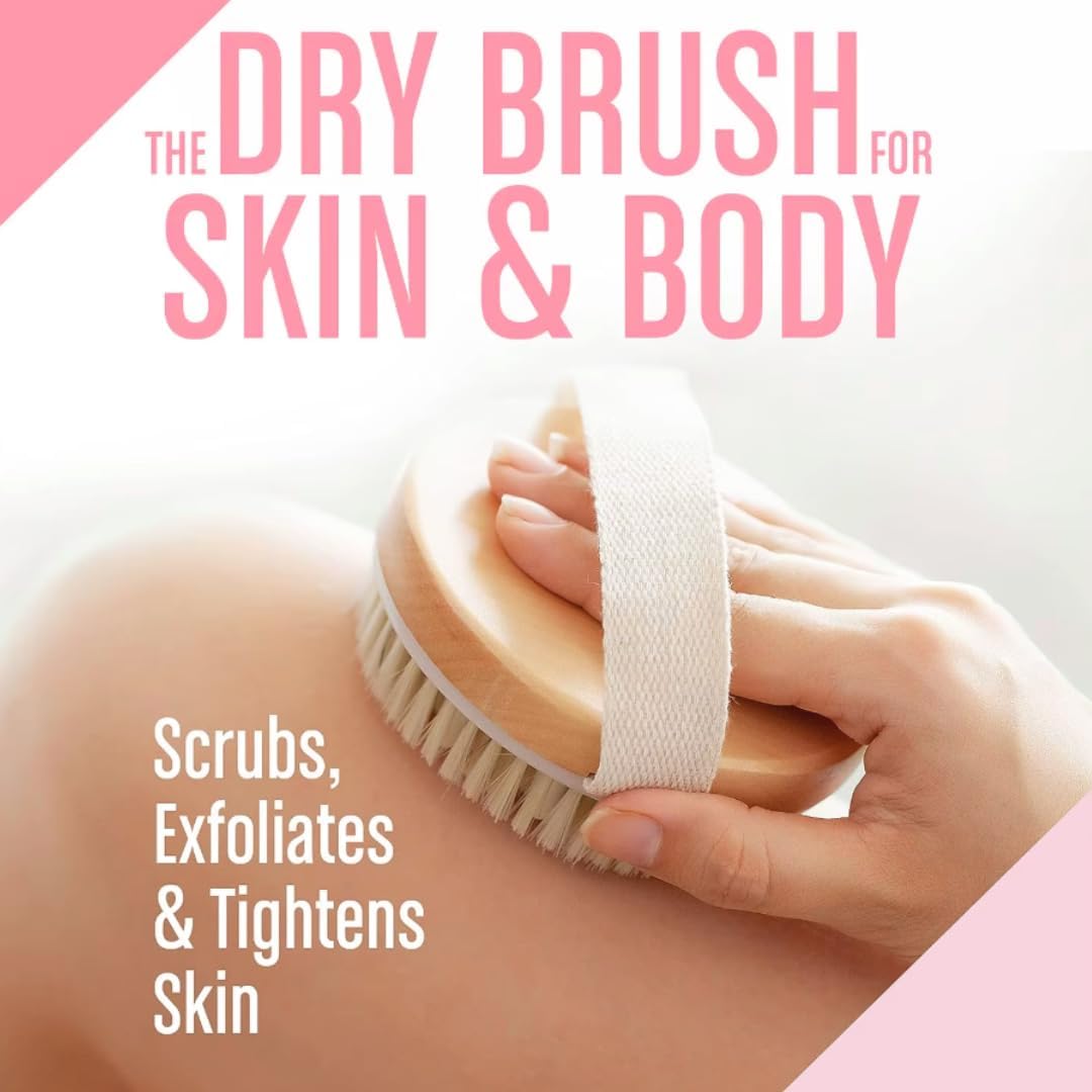 Dry Body Brush – Eco-Friendly Natural Bristles for Gentle Exfoliation, Skin Renewal, Improved Circulation & Lymphatic Support – Perfect Detox & Spa Self-Care Accessory