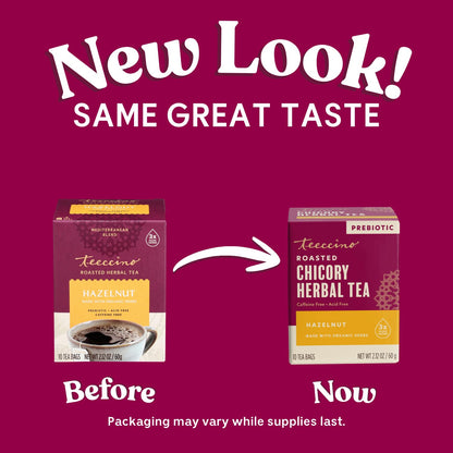 Teeccino Holiday Herbal Tea Sampler Assortment - Candy Cane, Gingerbread, Snickerdoodle - Caffeine-Free Holiday Dessert Teas with Prebiotic Chicory, 12 Tea Bags