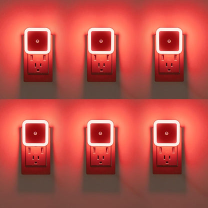 KINUR 6 Pack Night Light, LED Night Lights Plug into Wall with Dusk to Dawn sensors, Plug in Night Lights for Kids Room, Bedroom, Bathroom, Baby Nursery,Stair Lights, Hallway Light, Amber Color
