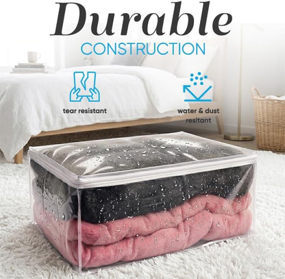 Handy Laundry Comforter Storage Bag – Large 90L Clear Zippered Organizer for Blankets, Bedding, Clothes & Pillows, Durable Plastic Storage for Closet, Moving, Under Bed – Dust & Moisture Protection