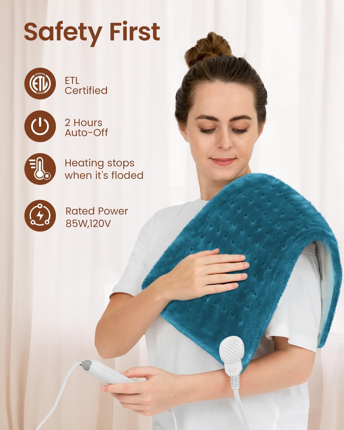 RENPHO Electric Heating Pad for Back with 10 Heat Levels